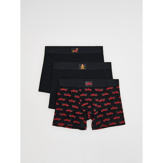 Reserved - Świąteczne bokserki 3 pack - czarny - id: 073ES-99X - marki Reserved - 186753401 Reserved - Świąteczne bokserki 3 pack - czarny ze sklepu Reserved w kategorii Majtki męskie - zdjęcie 186753401
