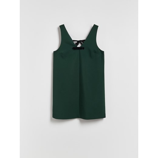 Reserved - Sukienka mini z kokardą - ciemnozielony Reserved S Reserved