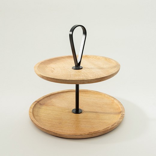 Patera drewniana dwupoziomowa Kabir 34x35 cm ze sklepu dekoria.pl w kategorii Tace - zdjęcie 186753751