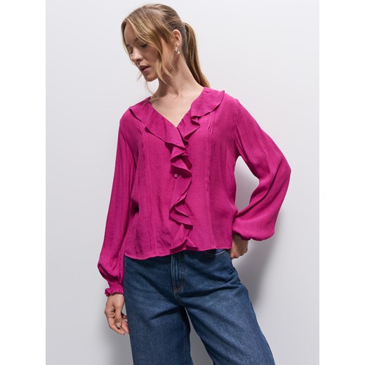 Mohito - Różowa bluzka z falbanami - fioletowy Mohito 40 Mohito
