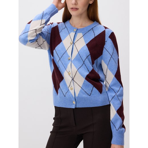 Reserved - Wełniany kardigan ze wzorem - wielobarwny ze sklepu Reserved w kategorii Swetry damskie - zdjęcie 186754244