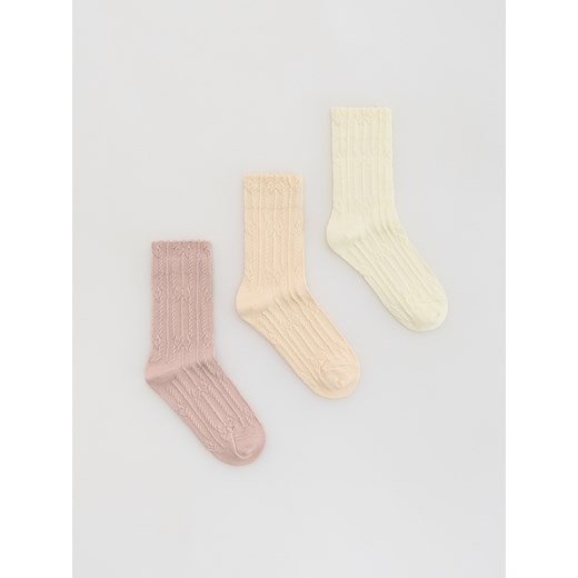 Reserved - Skarpetki z wiskozą 3 pack - złamana biel ze sklepu Reserved w kategorii Skarpetki damskie - zdjęcie 186754320
