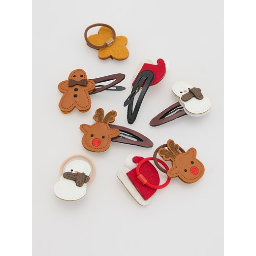 Reserved - Świąteczny zestaw gumek i spinek do włosów - wielobarwny Reserved ONE SIZE Reserved