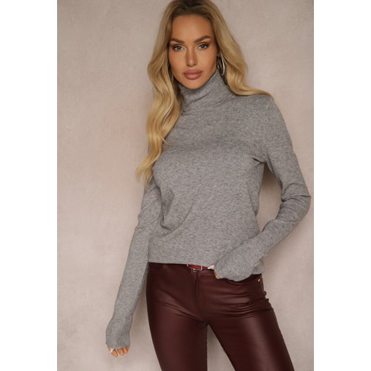 Szary Golf Sweterkowy z Domieszką Kaszmiru Zaivanna ze sklepu renee.pl w kategorii Swetry damskie - zdjęcie 186754564