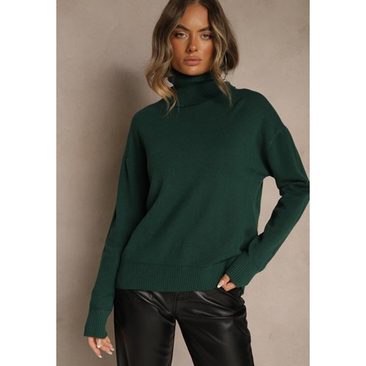 Zielony Golf z Dodatkiem Kaszmiru z Przeszyciami po Bokach Avenella Renee ONE SIZE renee.pl