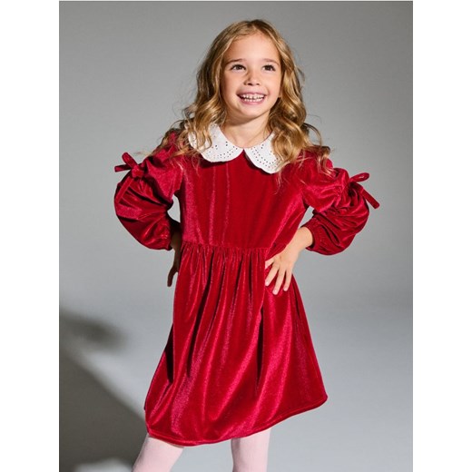 Sinsay - Elegancka sukienka babydoll z motywem świątecznym - bordowy ze sklepu Sinsay w kategorii Sukienki dziewczęce - zdjęcie 186755340