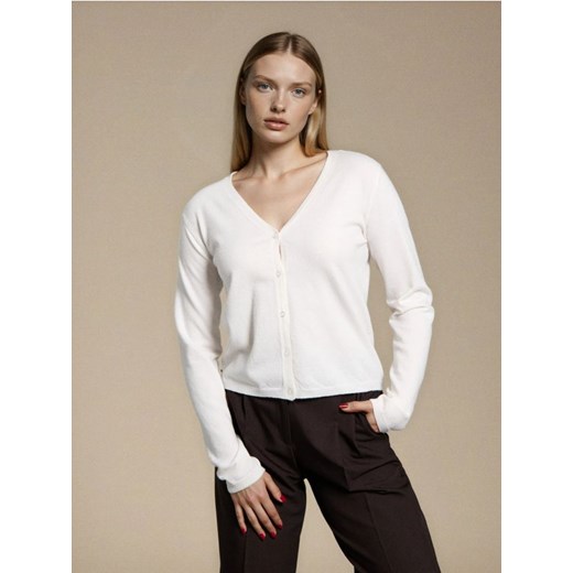 Sinsay - Kardigan z domieszką wełny i wiskozy - biały ze sklepu Sinsay w kategorii Swetry damskie - zdjęcie 186755353