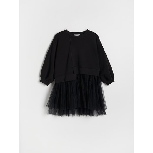 Reserved - Sukienka z tiulowym dołem - czarny ze sklepu Reserved w kategorii Sukienki dziewczęce - zdjęcie 186756031