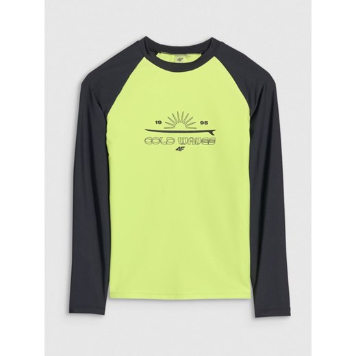 Chłopięcy longsleeve do pływania 4F 4FJWSS25TFLOM509 - zielony ze sklepu Sportstylestory.com w kategorii T-shirty chłopięce - zdjęcie 186756281
