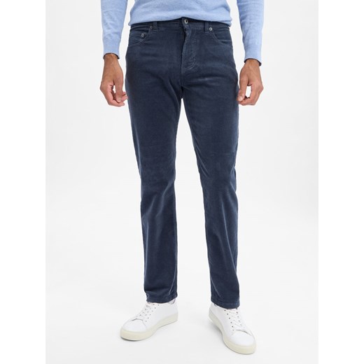 Andrew James Męskie spodnie sztruksowe - Aiden Mężczyźni Bawełna indygo jednolity ze sklepu vangraaf w kategorii Spodnie męskie - zdjęcie 186757632