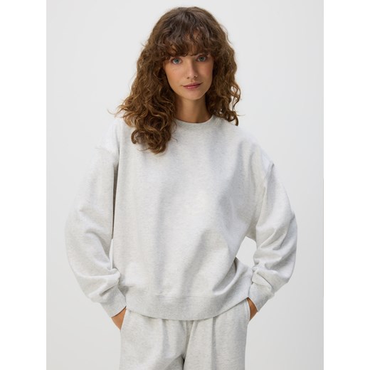 Reserved - Bawełniana bluza - jasnoszary ze sklepu Reserved w kategorii Bluzy damskie - zdjęcie 186757823