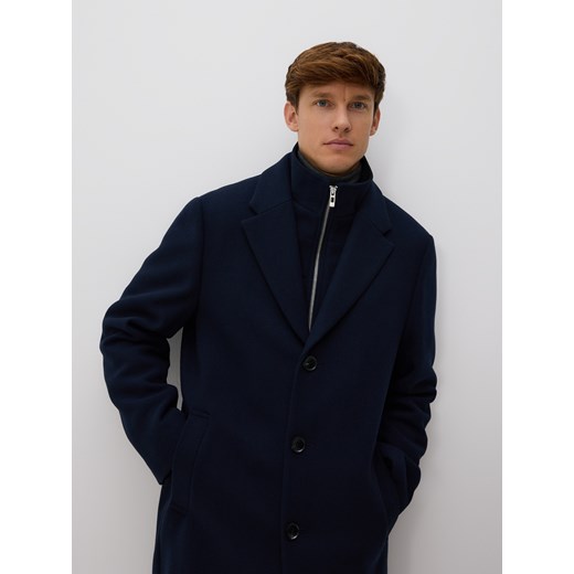 Reserved - Płaszcz z domieszką wełny - granatowy ze sklepu Reserved w kategorii Płaszcze męskie - zdjęcie 186757864