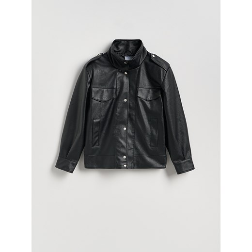 Reserved - Kurtka oversize z imitacji skóry - czarny ze sklepu Reserved w kategorii Kurtki damskie - zdjęcie 186757872