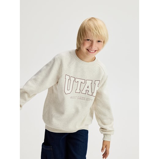 Reserved - Bluza z napisami - beżowy ze sklepu Reserved w kategorii Bluzy chłopięce - zdjęcie 186757951
