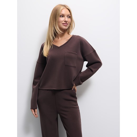 Mohito - Czekoladowa bluza z dodatkiem modalu - ciemnobrązowy Mohito S Mohito
