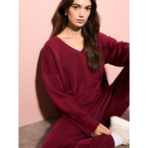 Mohito - Bluza z dodatkiem modalu - czerwony ze sklepu Mohito w kategorii Bluzy damskie - zdjęcie 186758571