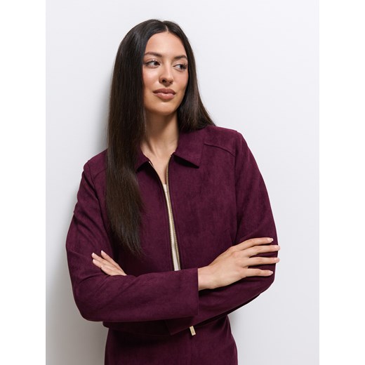 Mohito - Burgundowa kurtka boxy - mahoń ze sklepu Mohito w kategorii Kurtki damskie - zdjęcie 186758782