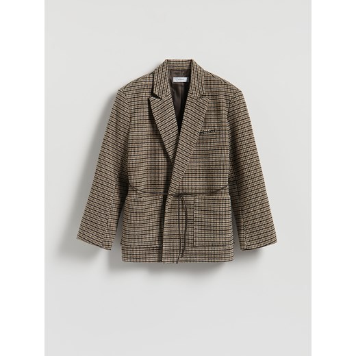 Reserved - Marynarka w pepitkę z paskiem - wielobarwny ze sklepu Reserved w kategorii Marynarki damskie - zdjęcie 186759731