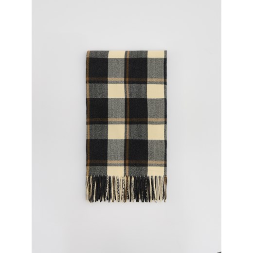 Reserved - Szalik w kratę z wiskozą - beżowy ze sklepu Reserved w kategorii Szaliki męskie - zdjęcie 186759773