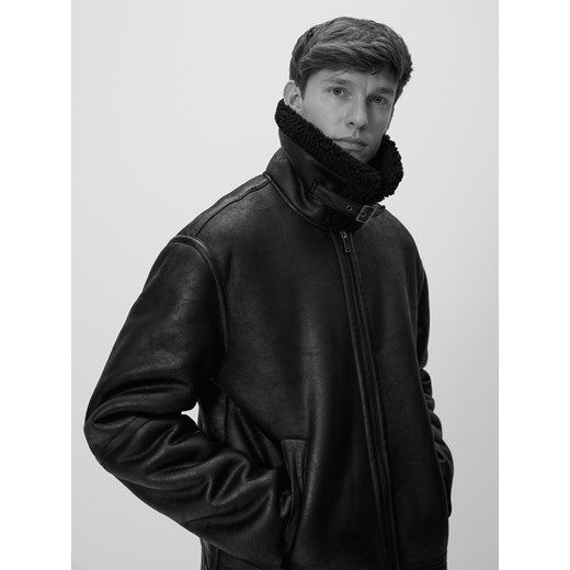 Reserved - Kurtka sherpa z kołnierzem - czarny ze sklepu Reserved w kategorii Kurtki męskie - zdjęcie 186759892