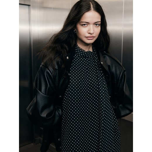 Reserved - Kurtka oversize z imitacji skóry - czarny ze sklepu Reserved w kategorii Kurtki damskie - zdjęcie 186759972