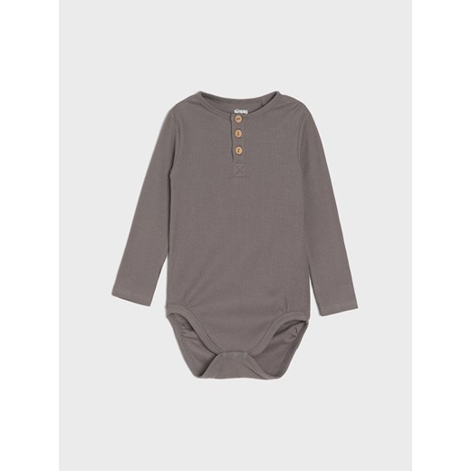 Sinsay - Prążkowane body z ozdobnymi guzikami 2 pack - szary Sinsay 92 (1 Sinsay