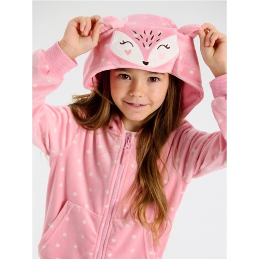 Sinsay - Bluza z kapturem w kropki - różowy - id: 371DN-39X - marki Sinsay - 186762110 Sinsay - Bluza z kapturem w kropki - różowy ze sklepu Sinsay w kategorii Bluzy dziewczęce - zdjęcie 186762110