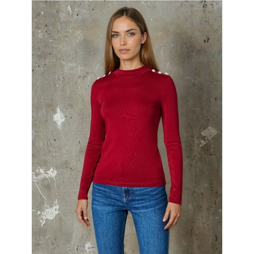Sinsay - Bluzka z ozdobnymi perłami - bordowy - id: 483EU-83J - marki Sinsay - 186762160 Sinsay - Bluzka z ozdobnymi perłami - bordowy ze sklepu Sinsay w kategorii Bluzki damskie - zdjęcie 186762160