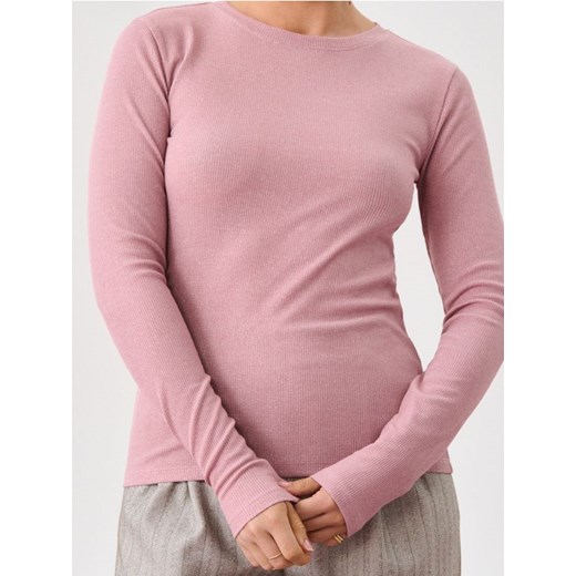 Sinsay - Prążkowana bluzka - różowy ze sklepu Sinsay w kategorii Bluzki damskie - zdjęcie 186762230