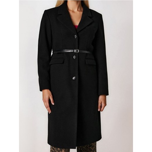 Sinsay - Płaszcz z paskiem - czarny ze sklepu Sinsay w kategorii Płaszcze damskie - zdjęcie 186762233