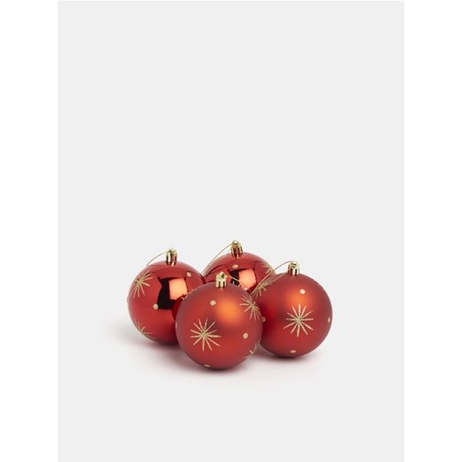 Sinsay - Bombki z ozdobnym nadrukiem 4 pack - czerwony - id: 8193N-33X - marki Sinsay - 186762322 Sinsay - Bombki z ozdobnym nadrukiem 4 pack - czerwony ze sklepu Sinsay w kategorii Dekoracje świąteczne - zdjęcie 186762322