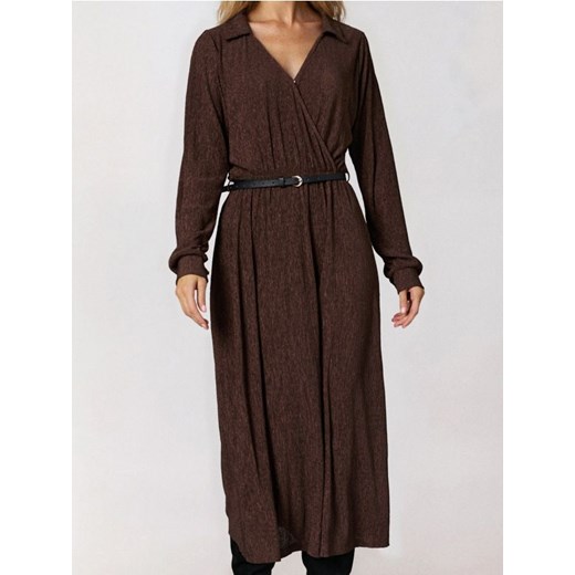 Sinsay - Sukienka szmizjerka maxi - brązowy ze sklepu Sinsay w kategorii Sukienki - zdjęcie 186762410