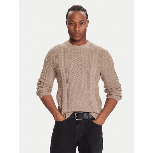 Tommy Jeans Sweter DM0DM22101 Brązowy Regular Fit ze sklepu MODIVO w kategorii Swetry męskie - zdjęcie 186762752