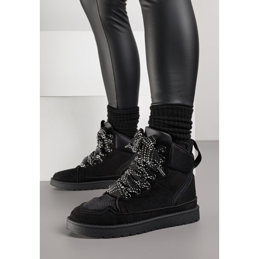 Czarne Sneakersy z Ozdobnymi Sznurówkami Eveslia ze sklepu born2be.pl w kategorii Buty sportowe damskie - zdjęcie 186763683