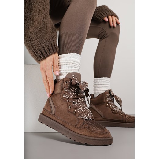 Brązowe Sneakersy z Ozdobnymi Sznurówkami Eveslia ze sklepu born2be.pl w kategorii Buty sportowe damskie - zdjęcie 186763690