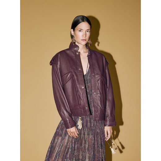 Reserved - Skórzana kurtka - mahoniowy Reserved L Reserved