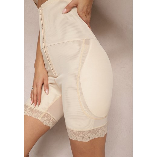Beżowe Majtki Modelujące High Waist z Szelkami i Push-Upem Tarenna ze sklepu renee.pl w kategorii Majtki damskie - zdjęcie 186763954