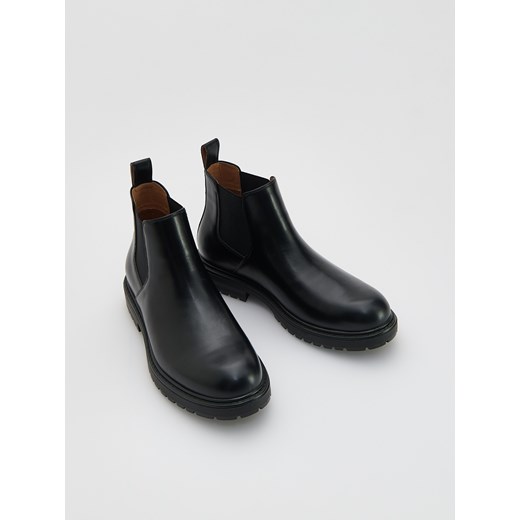 Reserved - Skórzane sztyblety - czarny ze sklepu Reserved w kategorii Buty zimowe męskie - zdjęcie 186765462