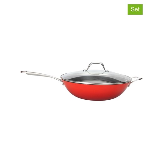 Laguiole 2-częściowy zestaw &quot;Airlron&apos; w kolorze czerwonym - Ø 32 cm ze sklepu Limango Polska w kategorii Garnki - zdjęcie 186765673
