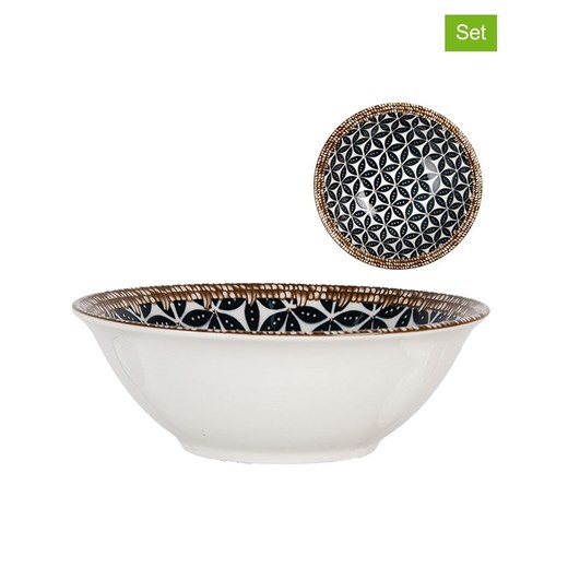 Clayre &amp; Eef Miski (2 szt.) w kolorze czarno-brązowym na musli - Ø 16 cm ze sklepu Limango Polska w kategorii Naczynia - zdjęcie 186765792