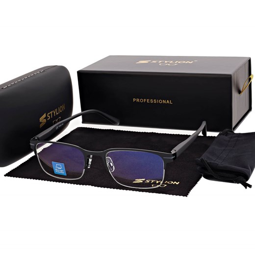 Męskie okulary +1.50 do czytania i komputera Blue Light+Antyrefleks STL281A czarny/grafitowy ze sklepu Stylion w kategorii Okulary korekcyjne męskie - zdjęcie 186766673