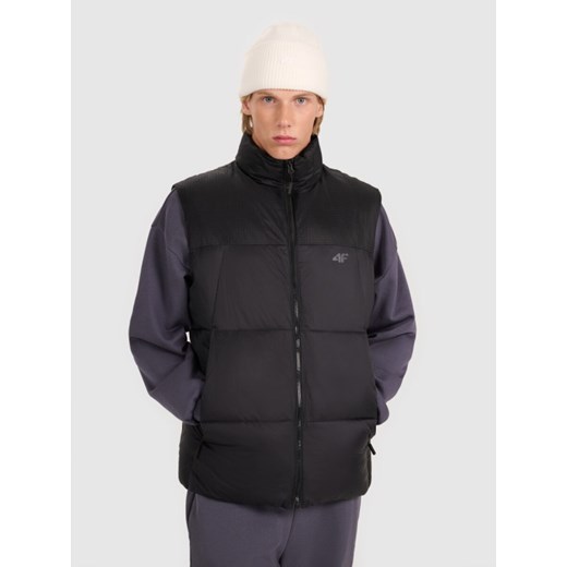 Męski bezrękawnik puchowy pikowany 4F 4FWAW25TVJAM229 - czarny ze sklepu Sportstylestory.com w kategorii Kamizelki męskie - zdjęcie 186767294