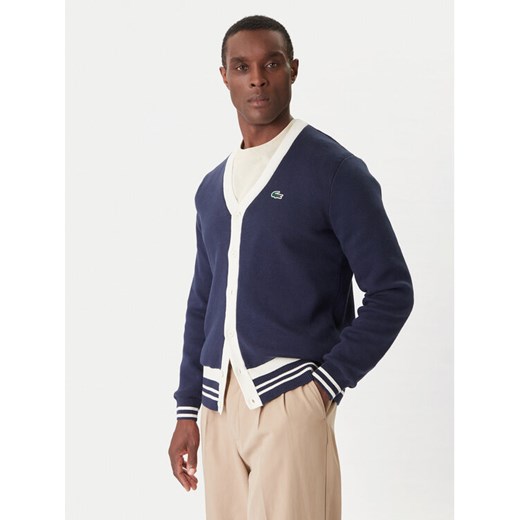 Lacoste Kardigan AH7725 Granatowy Regular Fit ze sklepu MODIVO w kategorii Swetry męskie - zdjęcie 186769034