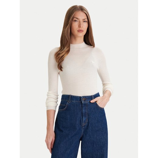 Lacoste Sweter AF4189 Écru Slim Fit ze sklepu MODIVO w kategorii Swetry damskie - zdjęcie 186769111