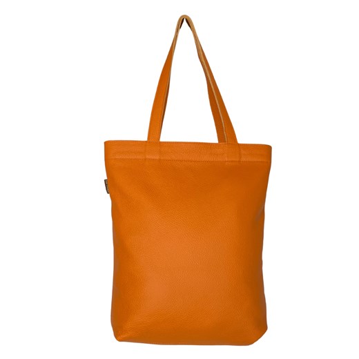 pomarańczowa torebka damska skórzana shopperka zapinana na zamek ze sklepu Słoń Torbalski w kategorii Torby Shopper bag - zdjęcie 186771344