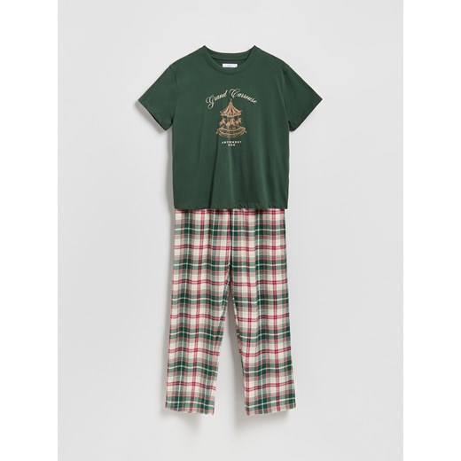 Reserved - Flanelowa piżama w kratę - zielony ze sklepu Reserved w kategorii Piżamy damskie - zdjęcie 186772851