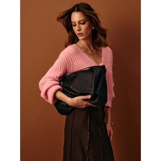 Sinsay - Torebka hobo na ramię z plecionego materiału - czarny Sinsay One Size Sinsay