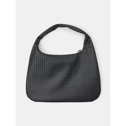 Sinsay - Torebka hobo na ramię z plecionego materiału - czarny Sinsay One Size Sinsay