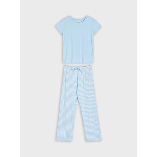 Sinsay - Bawełniana piżama dwuczęściowa - niebieski Sinsay L Sinsay