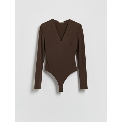 Reserved - Body z długim rękawem - ciemnobrązowy - id: 239HS-89X - marki Reserved - 186774013 Reserved - Body z długim rękawem - ciemnobrązowy ze sklepu Reserved w kategorii Body damskie - zdjęcie 186774013